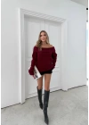 MADONNA YAKA OVERSİZE TRİKO BORDO