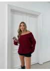 MADONNA YAKA OVERSİZE TRİKO BORDO