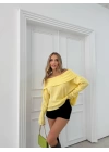 MADONNA YAKA OVERSİZE TRİKO SARI