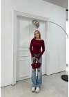MODAL KAYIK YAKA BASİC BLUZ BORDO