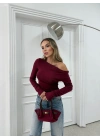 MODAL KAYIK YAKA BASİC BLUZ BORDO