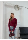 MODAL KUMAŞ PARMAK GEÇMELİ BASİC BLUZ BORDO
