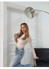 MODAL KUMAŞ PARMAK GEÇMELİ BASİC BLUZ KREM