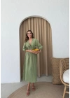 MÜSLİN KUMAŞ KARPUZ KOL UZUN ELBİSE HAKİ