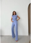 OMUZ VATKALI BLUZ VE PANTOLONLU MODAL KUMAŞ İKİLİ TAKIM LİLA