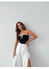 ÖN BAĞLAMALI STRAPLEZ CROP SİYAH