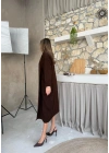 OVERSİZE UZUN TRİKO HIRKA ACI KAHVE