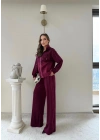 PARAŞÜT DETAY KAPÜŞONLU HIRKA VE PANTOLONLU MODAL İKİLİ TAKIM BORDO