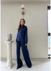 PARAŞÜT DETAY KAPÜŞONLU HIRKA VE PANTOLONLU MODAL İKİLİ TAKIM LACİVERT