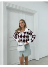 POLO YAKA BAKLAVA DESEN TRİKO BORDO