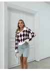 POLO YAKA BAKLAVA DESEN TRİKO BORDO