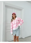 POLO YAKA BAKLAVA DESEN TRİKO PEMBE