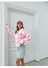 POLO YAKA BAKLAVA DESEN TRİKO PEMBE