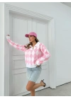 POLO YAKA BAKLAVA DESEN TRİKO PEMBE