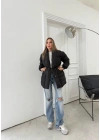 ŞAL YAKA BEL KUŞAKLI ÇİFT CEP ŞİŞME MONT SİYAH
