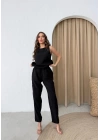 SIFIR KOL BLUZ VE PANTOLONLU İKİLİ TAKIM SİYAH