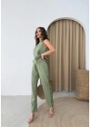 SIFIR KOL BLUZ VE PANTOLONLU İKİLİ TAKIM YEŞİL