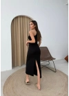 TEK OMUZ BLUZ VE ETEKLİ GOFRE İKİLİ TAKIM SİYAH