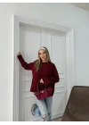 TRİKO BİSİKLET YAKA OVERSİZE KAZAK BORDO