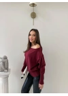 TRİKO KAYIK YAKA BLUZ BORDO