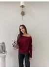 TRİKO KAYIK YAKA BLUZ BORDO