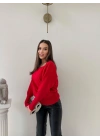 TRİKO KAYIK YAKA BLUZ KIRMIZI