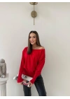TRİKO KAYIK YAKA BLUZ KIRMIZI