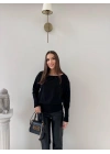 TRİKO KAYIK YAKA BLUZ SİYAH