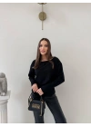 TRİKO KAYIK YAKA BLUZ SİYAH