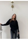 TRİKO KAYIK YAKA BLUZ SİYAH