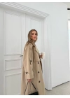 (ön sipariş)!!!!!!!!!!!!!!!!UZUN BEL VE KOL KUŞAKLI DÜĞME DETAY İÇ ASTARLI TRENÇKONT KREM