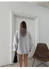 YAKA FULARLI NAKIŞDETAY SWEAT GRİ
