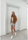 YAKA VE BEL KEMER DETAY İÇİ KÜRKLÜ LAMİNE MONT KAHVE 3096