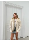 YAKA KEMER KÜRK DETAY LAMİNE MONT KREM 3098