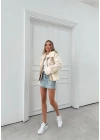 YAKA KEMER KÜRK DETAY LAMİNE MONT KREM 3098