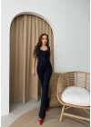 YELEK VE PANTOLONLU CREP İKİLİ TAKIM LACİVERT