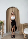 YIRTMAÇLI FIRFIRLI SANDY ETEK SİYAH