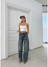 YÜKSEK BEL GENİŞ PAÇA JEAN PANTOLON