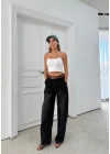 YÜKSEK BEL GENİŞ PAÇA JEAN PANTOLON SİYAH