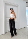 YÜKSEK BEL GENİŞ PAÇA JEAN PANTOLON SİYAH