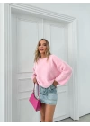 YUMOŞ İSPANYOL KOL OVERSİZE TRİKO PEMBE