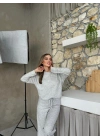 YUMOŞ TRİKO KUMAŞ KAZAK VE PANTOLONLU İKİLİ TAKIM GRİ