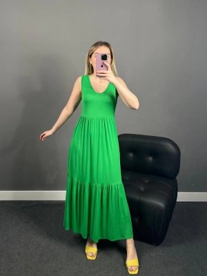 Fıstık Yeşil Pamuklu İhraç Elbise