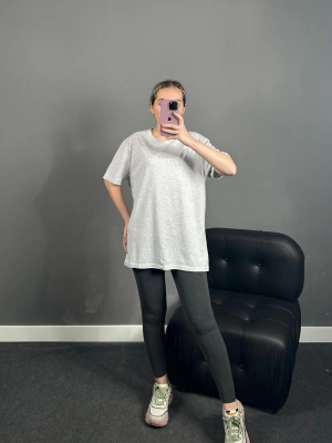 Açık Gri Pamuklu Basic Tshirt