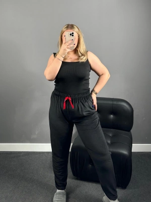 Siyah Fransız Kadife Pijama Altı