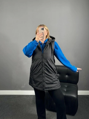 Siyah Paraşüt Kumaş Uzun Yelek