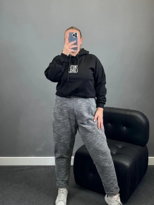 Siyah Beyaz Kendinden Dokulu Pamuklu Pantolon