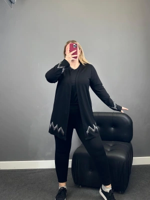 Zikzak Taş Detaylı Premium Hırka