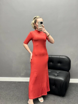 Nar Çiçeği Tam Boy Pamuklu Elbise