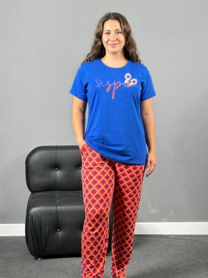 Saks Mavi İnspire Viskon Penye Pijama Takımı